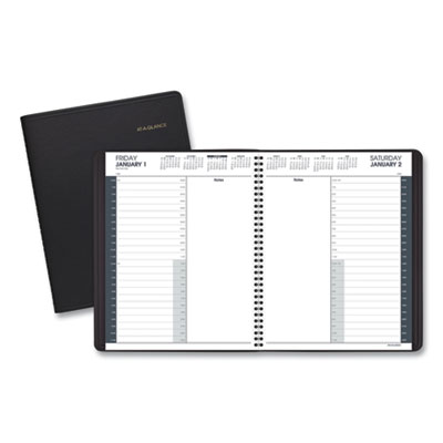 24-Hour Daily Appointment Book, 11 x 8.5, Black Cover, 12-Month (Jan to Dec): 2025