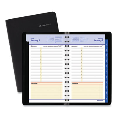 QuickNotes Daily/Monthly Appointment Book, 8.5 x 5.5, Black Cover, 12-Month (Jan to Dec): 2023