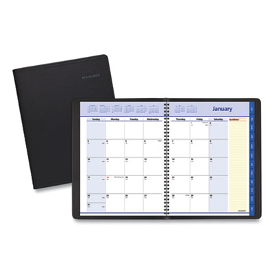 QuickNotes Monthly Planner, 11 x 8.25, Black Cover, 12-Month (Jan to Dec): 2025