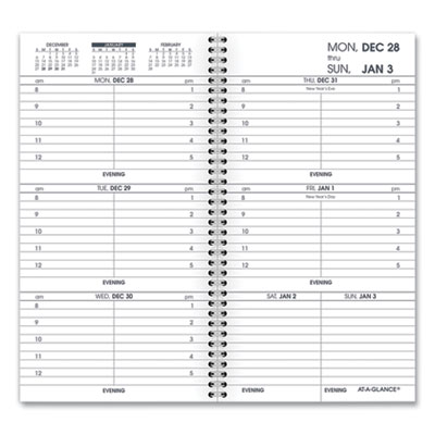 Weekly Appointment Book Refill Hourly Ruled, 6.25 x 3.25, White Sheets, 12-Month (Jan to Dec): 2025