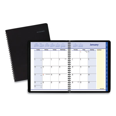 QuickNotes Monthly Planner, 8.75 x 7, Black Cover, 12-Month (Jan to Dec): 2025