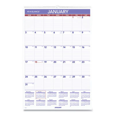 Monthly Wall Calendar with Ruled Daily Blocks, 20 x 30, White Sheets, 12-Month (Jan to Dec): 2025