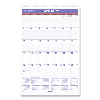 Monthly Wall Calendar with Ruled Daily Blocks, 15.5 x 22.75, White Sheets, 12-Month (Jan to Dec): 2025