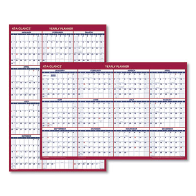 Erasable Vertical/Horizontal Wall Planner, 32 x 48, White/Blue/Red Sheets, 12-Month (Jan to Dec): 2025