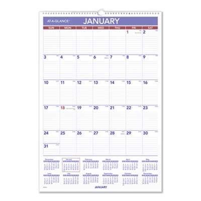 Erasable Wall Calendar, 15.5 x 22.75, White Sheets, 12-Month (Jan to Dec): 2025