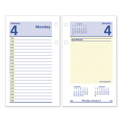 QuickNotes Desk Calendar Refill, 3.5 x 6, White/Yellow/Blue Sheets, 12-Month (Jan to Dec): 2025