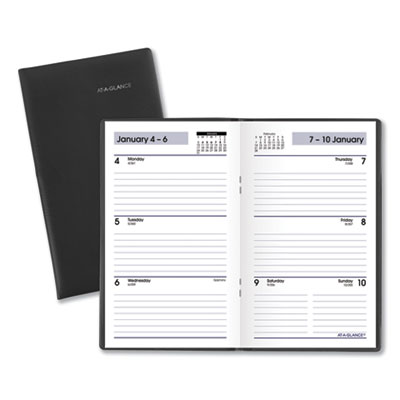 DayMinder Weekly Pocket Planner, 6 x 3.5, Black Cover, 12-Month (Jan to Dec): 2024