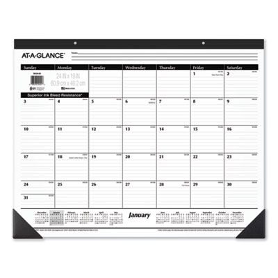 Ruled Desk Pad, 24 x 19, White Sheets, Black Binding, Black Corners, 12-Month (Jan to Dec): 2025