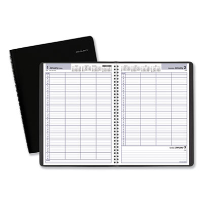 DayMinder Four-Person Group Daily Appointment Book, 11 x 8, Black Cover, 12-Month (Jan to Dec): 2025