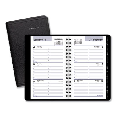 DayMinder Weekly Pocket Appointment Book with Telephone/Address Section, 6 x 3.5, Black Cover, 12-Month (Jan to Dec): 2024