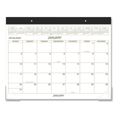 Two-Color Desk Pad, 22 x 17, White Sheets, Black Binding, Clear Corners, 12-Month (Jan to Dec): 2025