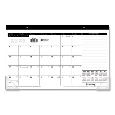 Compact Desk Pad, 18 x 11, White Sheets, Black Binding, Clear Corners, 12-Month (Jan to Dec): 2025