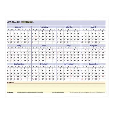 QuickNotes Mini Erasable Wall Planner, 16 x 12, White/Blue/Yellow Sheets, 12-Month (Jan to Dec): 2025