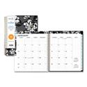 Baccara Dark Monthly Planner, Floral Artwork, 10 x 8, Gray/Black/Gold Cover, 12-Month (Jan to Dec): 2025