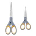 Titanium Bonded Scissors, 5" and 7" Long, 2.25" and 3.5" Cut Length, Straight Gray/Yellow Handle, 2/Pack