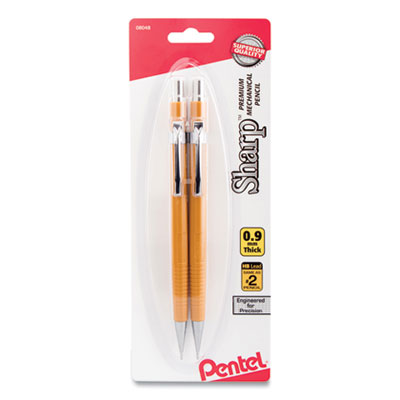 Sharp Mechanical Pencil, 0.9 mm, HB (#2), Black Lead, Yellow Barrel, 2/Pack