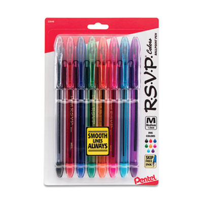 R.S.V.P. Ballpoint Pen, Stick, Medium 1 mm, Assorted Ink and Barrel Colors, 8/Pack