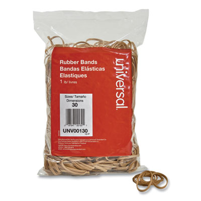 Rubber Bands, Size 30, 0.04" Gauge, Beige, 1 lb Box, 1,100/Pack