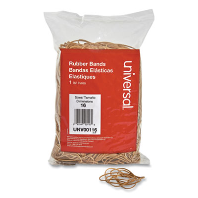 Rubber Bands, Size 16, 0.04" Gauge, Beige, 1 lb Box, 1,900/Pack