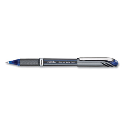 EnerGel NV Gel Pen, Stick, Bold 1 mm, Blue Ink, Gray/Blue Barrel, Dozen