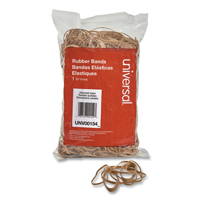 Rubber Bands, Size 54 (Assorted), Assorted Gauges, Beige, 1 lb Box