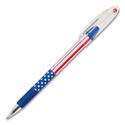 R.S.V.P. Stars and Stripes Ballpoint Pen, Stick, Fine 0.7 mm, Black Ink, Red/White/Blue Barrel, Dozen