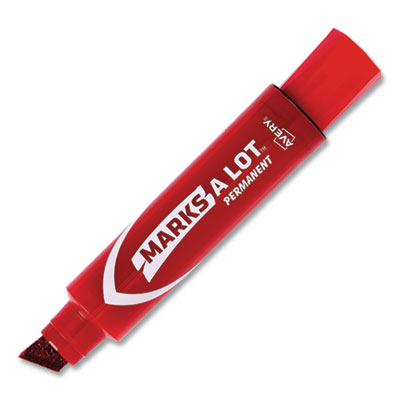 MARKS A LOT Extra-Large Desk-Style Permanent Marker, Extra-Broad Chisel Tip, Red (24147)