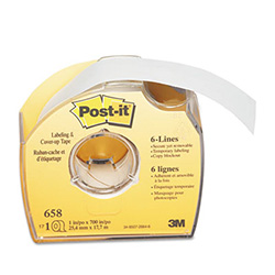 Labeling and Cover-Up Tape, Non-Refillable, Clear Applicator, 1" x 700"