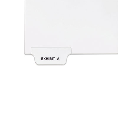 Avery-Style Preprinted Legal Bottom Tab Divider, 26-Tab, Exhibit A, 11 x 8.5, White, 25/PK