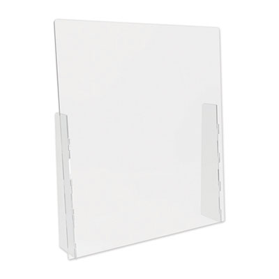 Counter Top Barrier with Full Shield, 31.75" x 6" x 36", Acrylic, Clear, 2/Carton