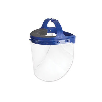 Fully Assembled Full Length Face Shield with Head Gear, 16.5 x 10.25 x 11, Clear/Blue, 16/Carton