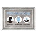 Message Floor Mats, 24 x 36, Gray/Blue, "Precautions Wear Masks Wear Gloves Wash Hands"