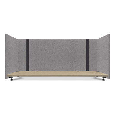 Adjustable Desk Screen with Returns, 48 to 78 x 29 x 26.5, Polyester, Gray