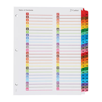 OneStep Printable Table of Contents and Dividers - Double Column, 52-Tab, 1 to 52, 11 x 8.5, White, 1 Set