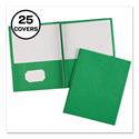 Two-Pocket Folder, Prong Fastener, 0.5" Capacity, 11 x 8.5, Green, 25/Box