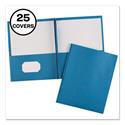 Two-Pocket Folder, Prong Fastener, 0.5" Capacity, 11 x 8.5, Light Blue, 25/Box