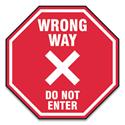 Slip-Gard Social Distance Floor Signs, 12 x 12, "Wrong Way Do Not Enter", Red, 25/Pack
