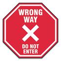 Slip-Gard Social Distance Floor Signs, 17 x 17, "Wrong Way Do Not Enter", Red, 25/Pack