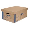 Smoothmove Prime Moving And Storage Boxes, Large, Half Slotted Container (hsc), 24" X 15" X 10", Brown Kraft/blue, 8/carton