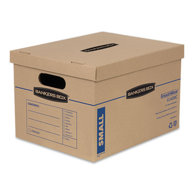 SmoothMove Classic Moving/Storage Boxes, Half Slotted Container (HSC), Small, 12" x 15" x 10", Brown/Blue, 15/Carton