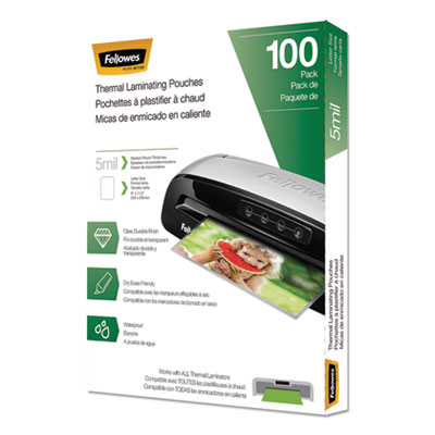 Laminating Pouches, 5 mil, 9" x 11.5", Gloss Clear, 100/Pack