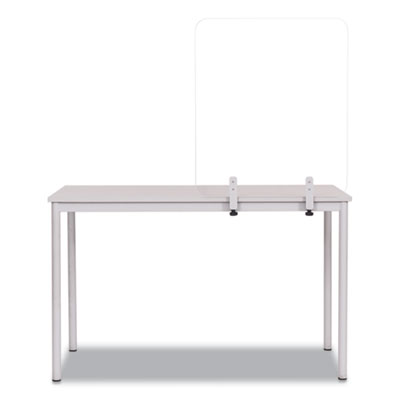 Protector Series Frameless Glass Desktop Divider, 35.4 x 0.16 x 35.4, Clear/Aluminum