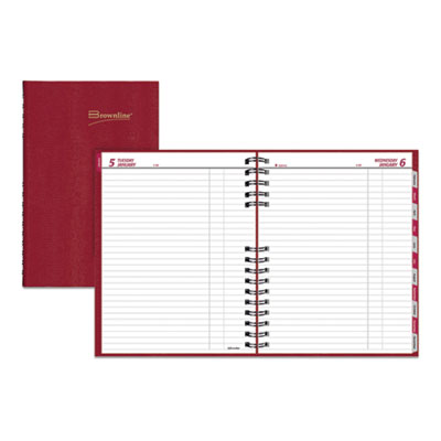 CoilPro Daily Planner, 10 x 7.88, Red Cover, 12-Month (Jan to Dec): 2025