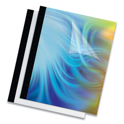 Thermal Binding System Presentation Covers, 120-Sheet Capacity, Plastic, Square Corners, 11 x 8.5, Clear/Matte Black, 10/Pack