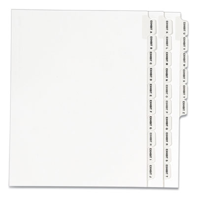 Preprinted Legal Exhibit Side Tab Index Dividers, Avery Style, 26-Tab, Exhibit A to Exhibit Z, 11 x 8.5, White, 1 Set, (1370)