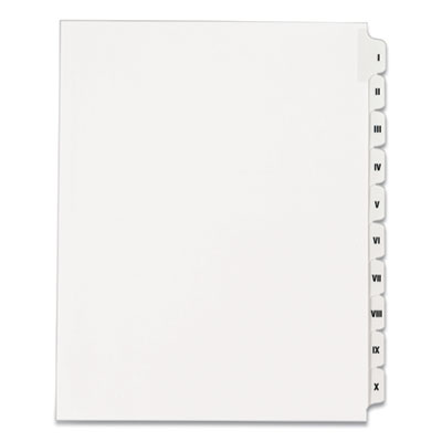 Preprinted Legal Exhibit Side Tab Index Dividers, Allstate Style, 10-Tab, I to X, 11 x 8.5, White, 1 Set