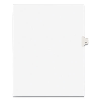 Preprinted Legal Exhibit Side Tab Index Dividers, Avery Style, 10-Tab, 10, 11 x 8.5, White, 25/Pack