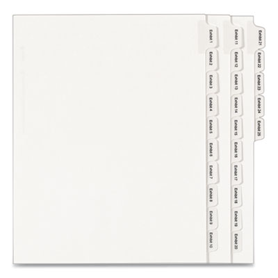 Preprinted Legal Exhibit Side Tab Index Dividers, Allstate Style, 25-Tab, Exhibit 1 to Exhibit 25, 11 x 8.5, White, 1 Set