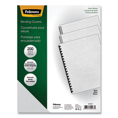 Expressions Classic Grain Texture Presentation Covers for Binding Systems, White, 11.25 x 8.75, Unpunched, 200/Pack