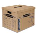 SmoothMove Classic Moving & Storage Boxes, Medium, Half Slotted Container (HSC), 18" x 15" x 14", Brown Kraft/Blue, 8/Carton
